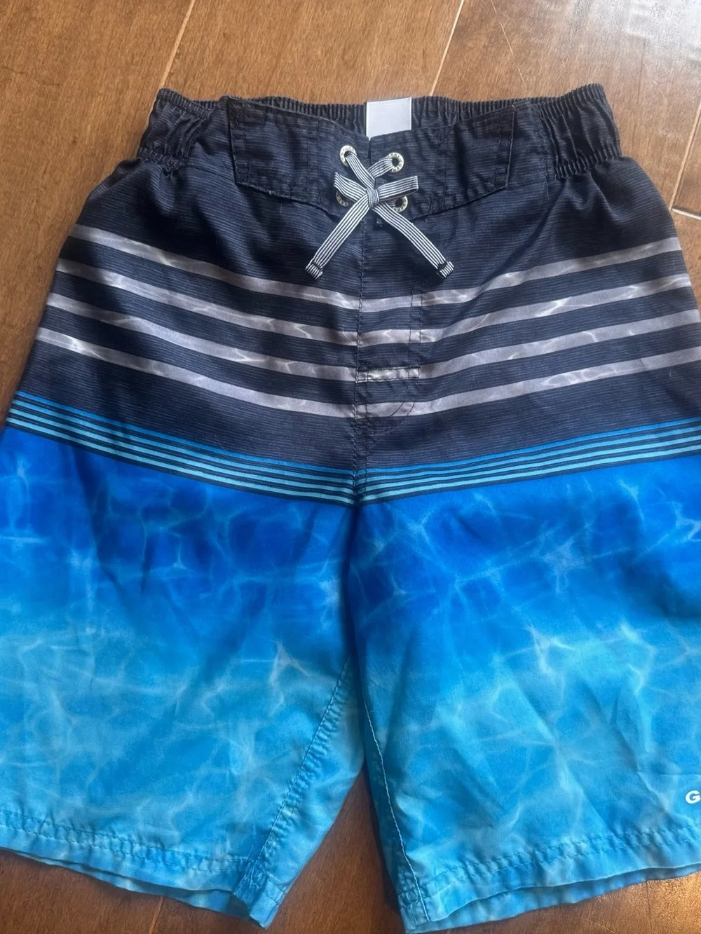 Gerry Weber Boys size 10/12 Blue Ombre Swim Trunks with Navy Stripes